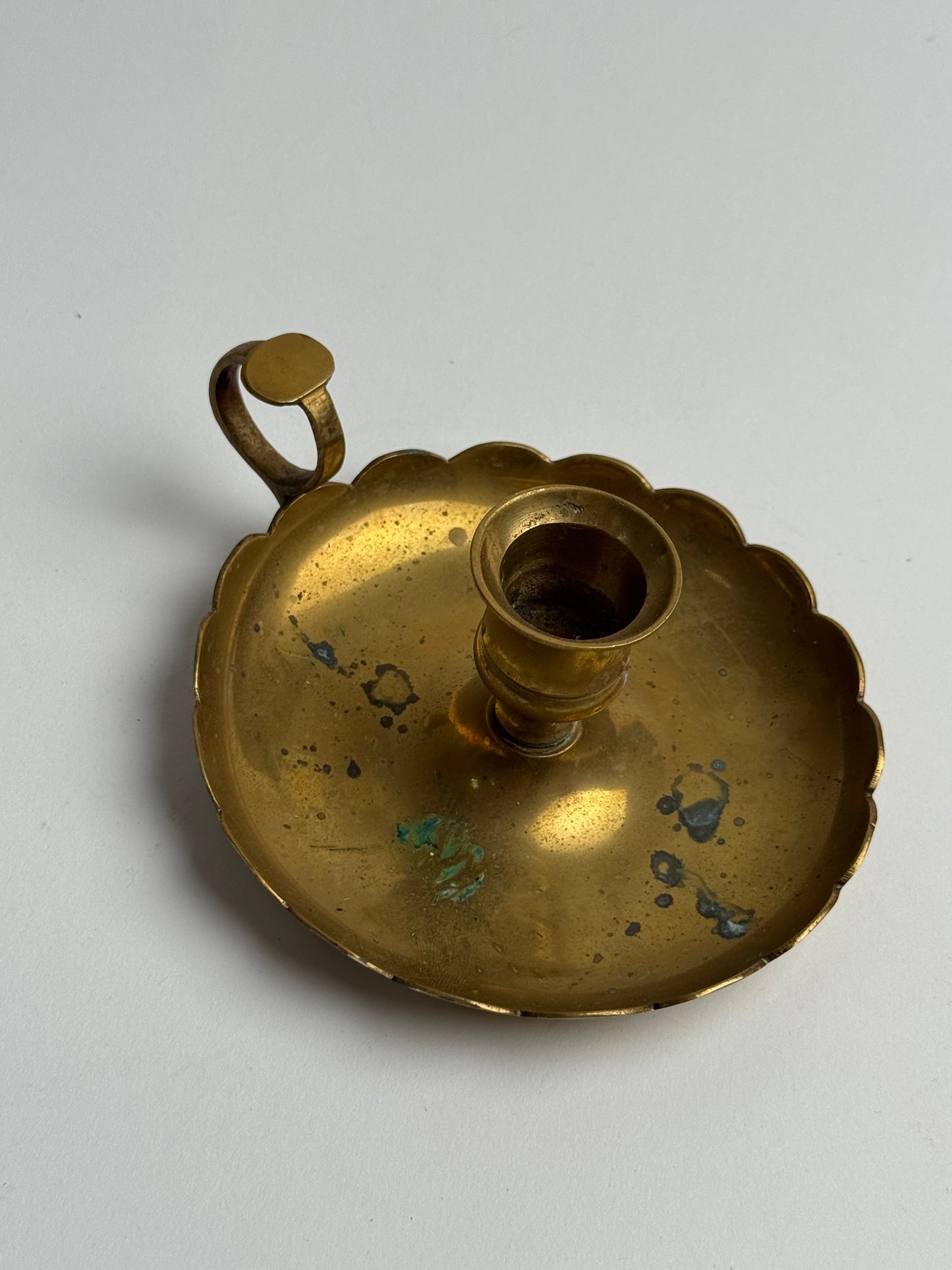 Vintage Brass Scalloped Candle Holder