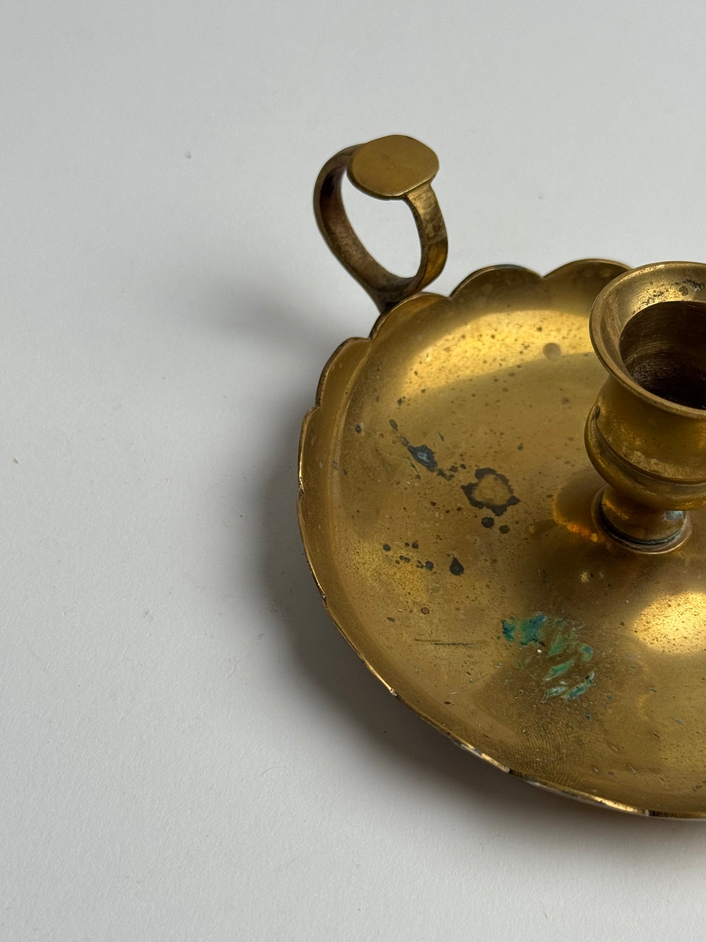 Vintage Brass Scalloped Candle Holder