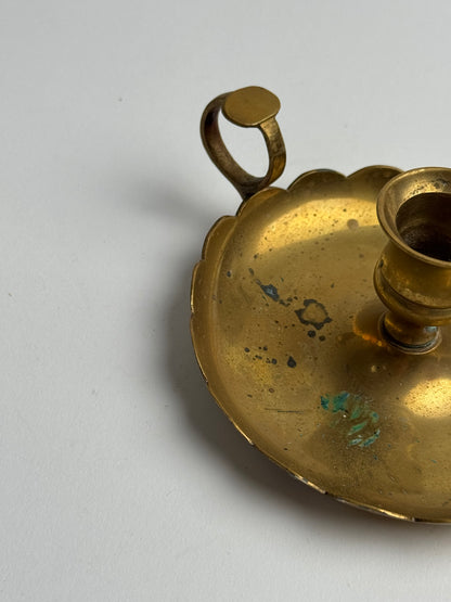 Vintage Brass Scalloped Candle Holder