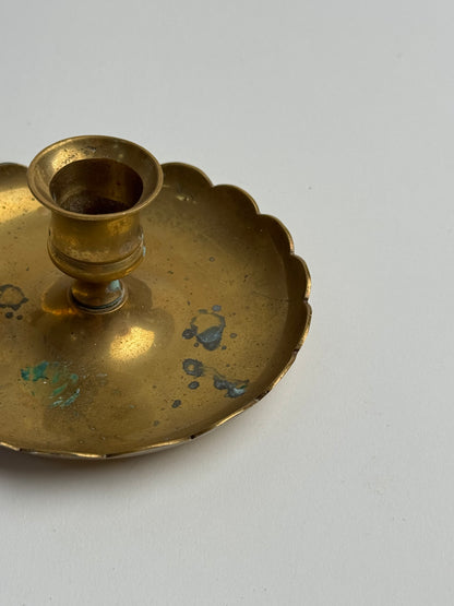 Vintage Brass Scalloped Candle Holder