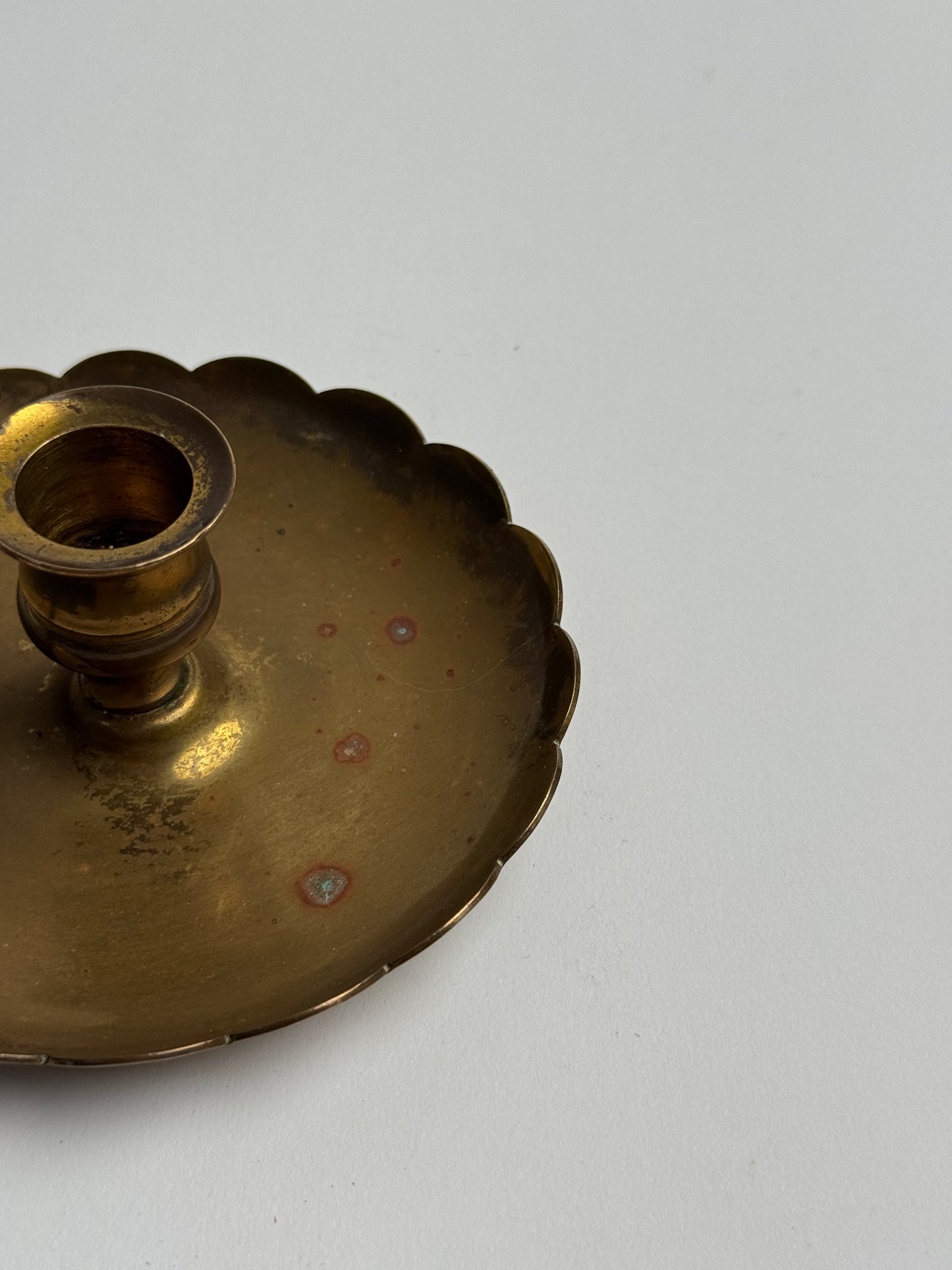 Vintage Brass Scalloped Candle Holder