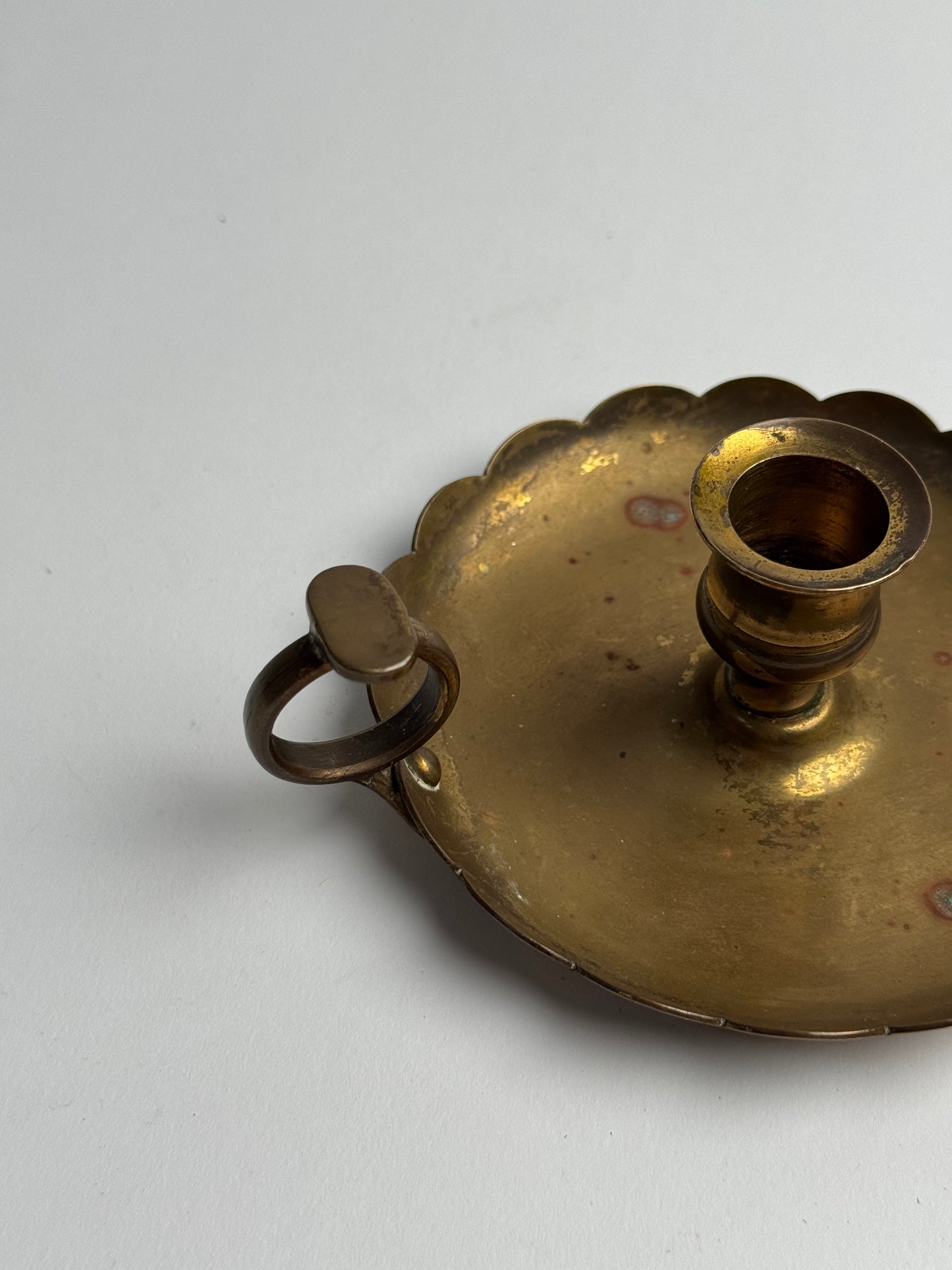 Vintage Brass Scalloped Candle Holder