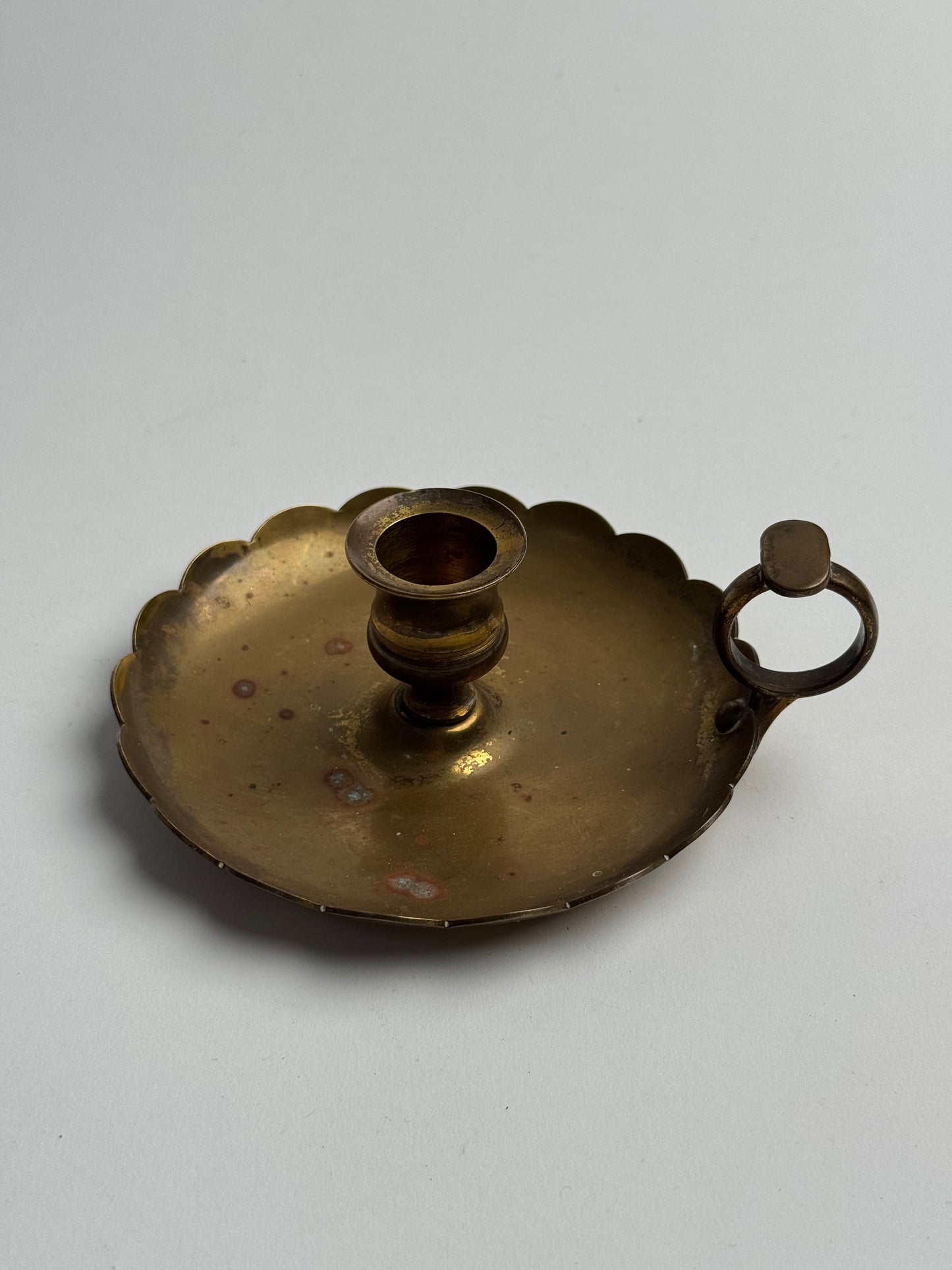 Vintage Brass Scalloped Candle Holder