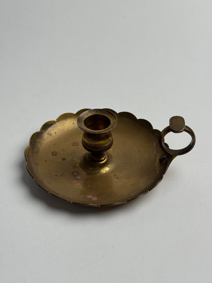 Vintage Brass Scalloped Candle Holder