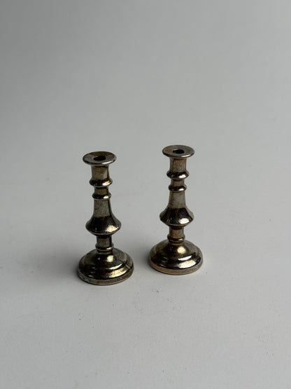 Pair of Petite Metal Candle Holders