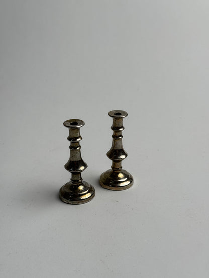 Pair of Petite Metal Candle Holders