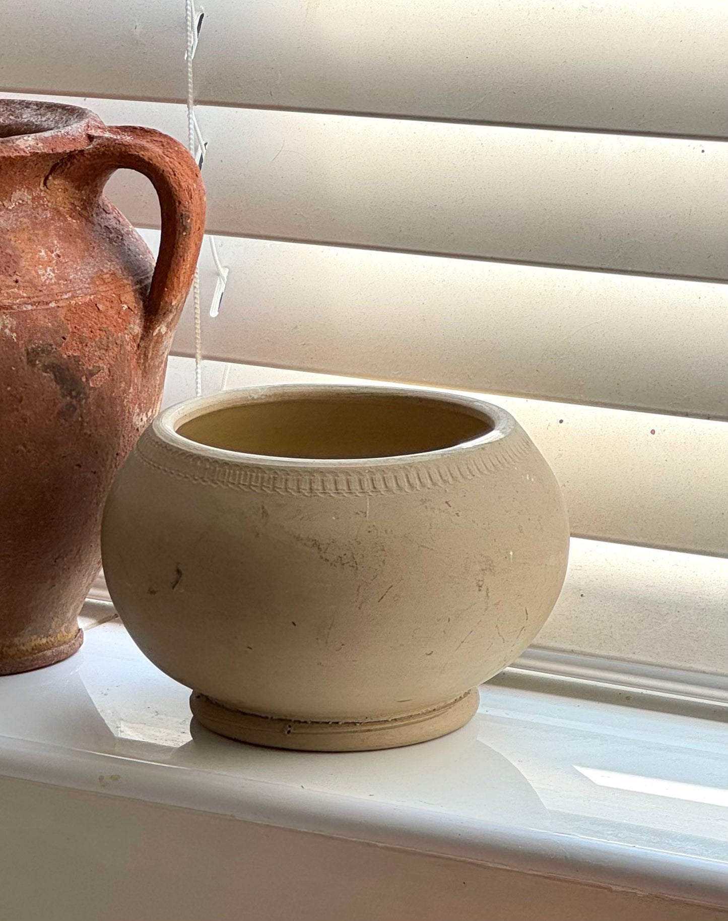 Vintage Hand-Thrown Low Bowl