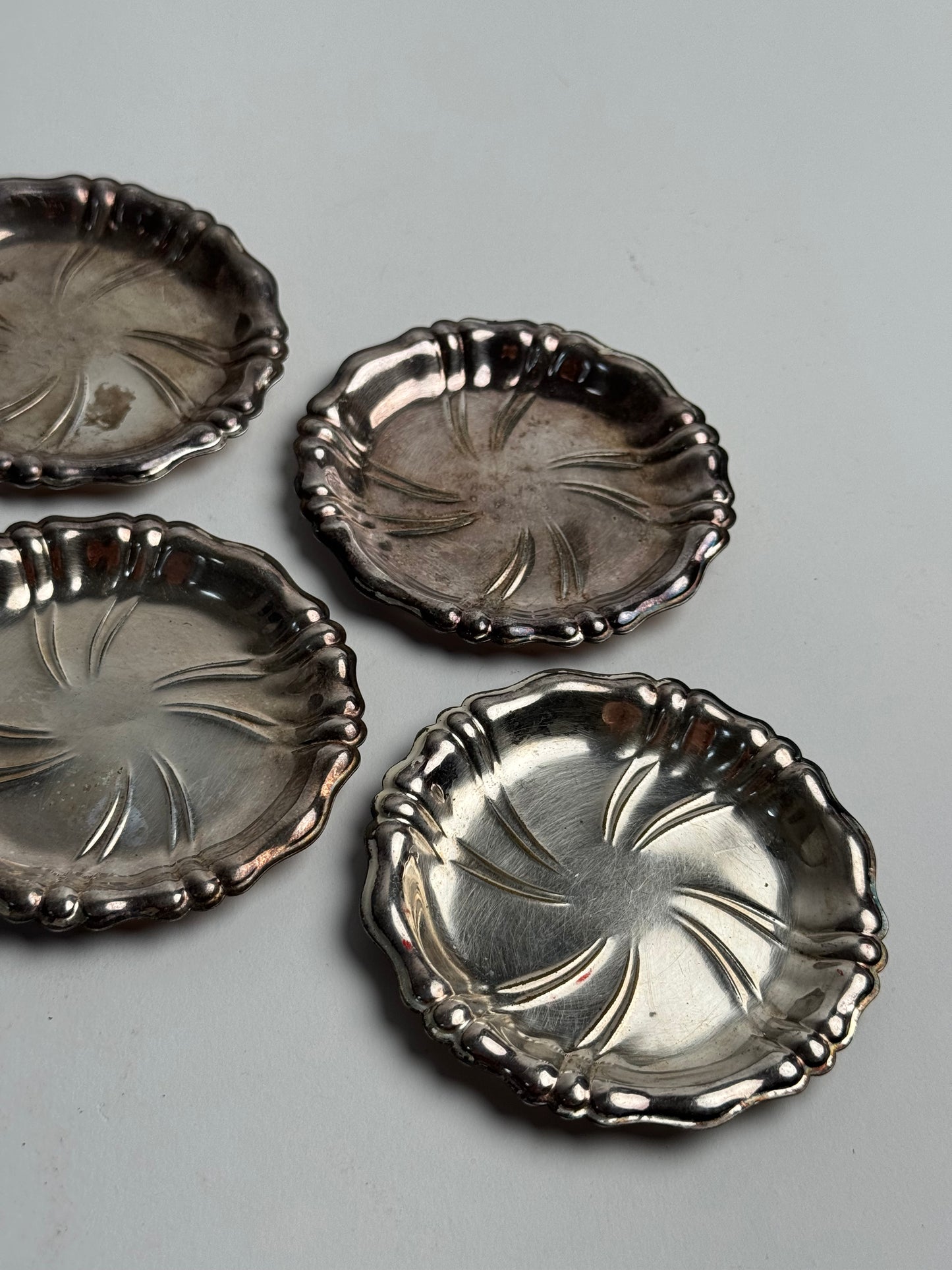 Set of 4 Vintage Silver Dishes