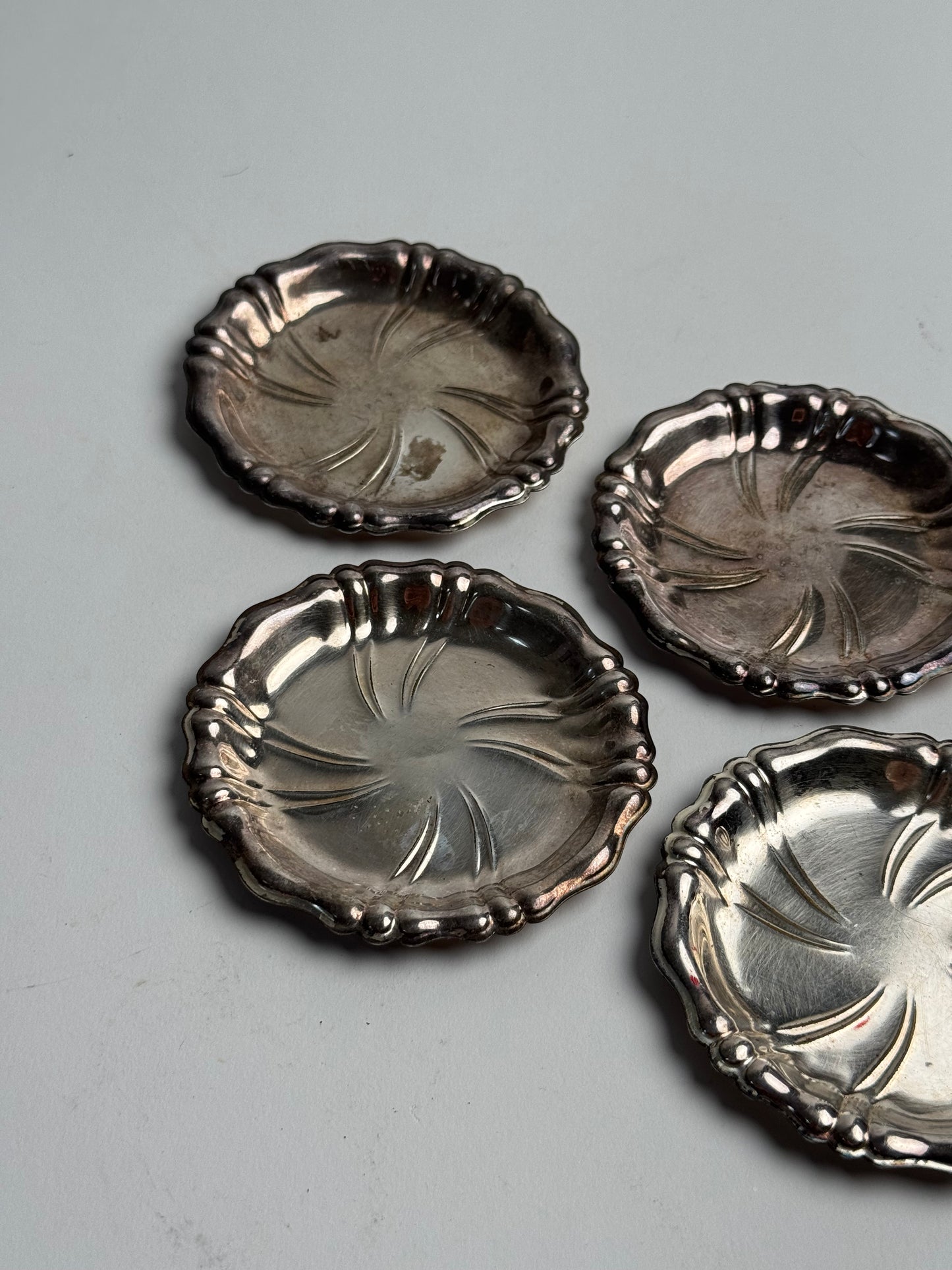 Set of 4 Vintage Silver Dishes