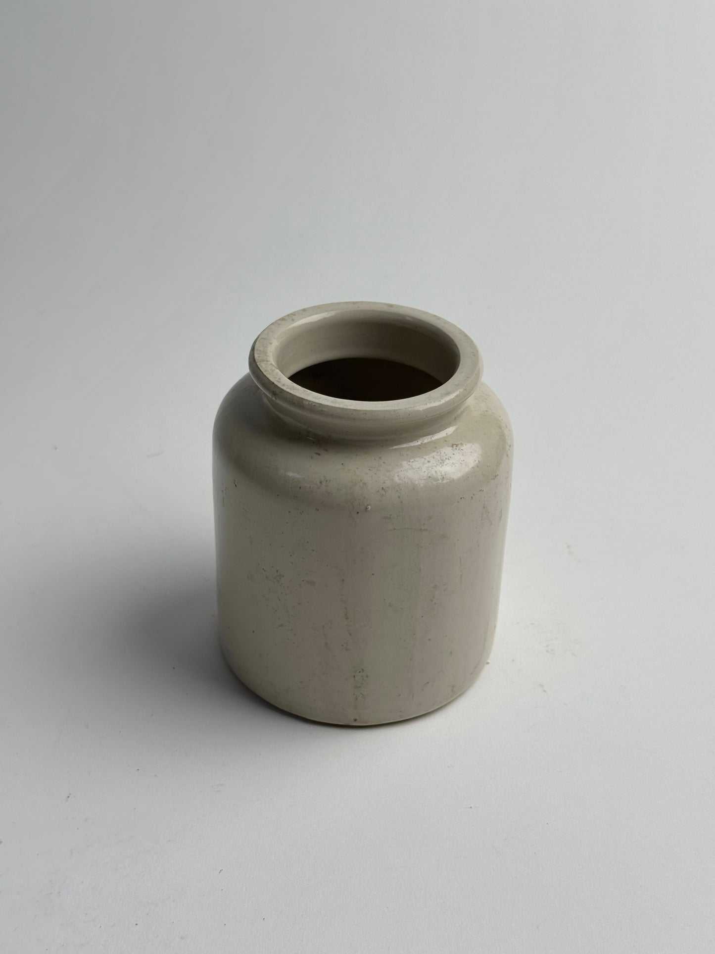 Cream Glazed Vintage French Pot