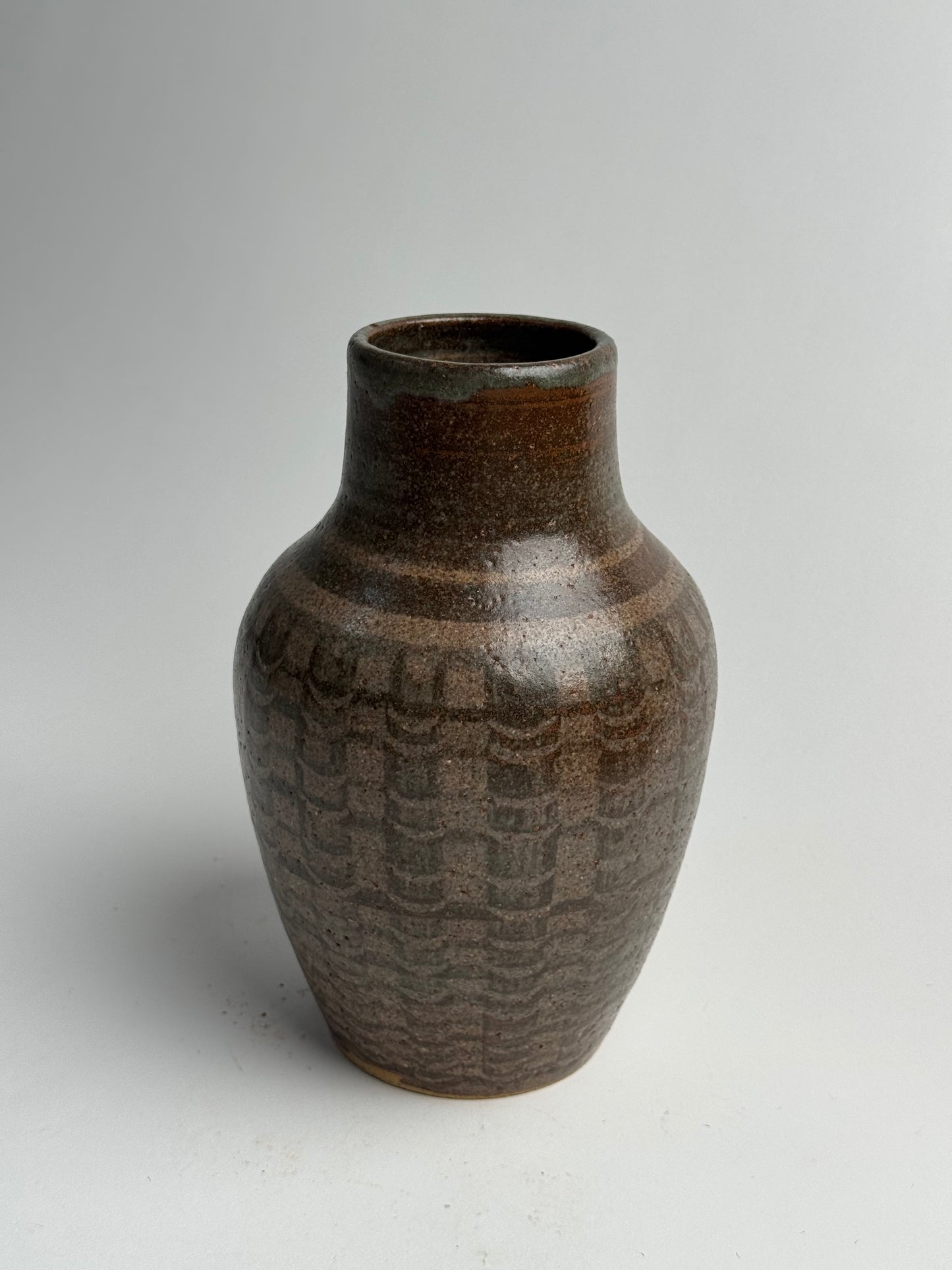Vintage Deep Brown Tapered Vase