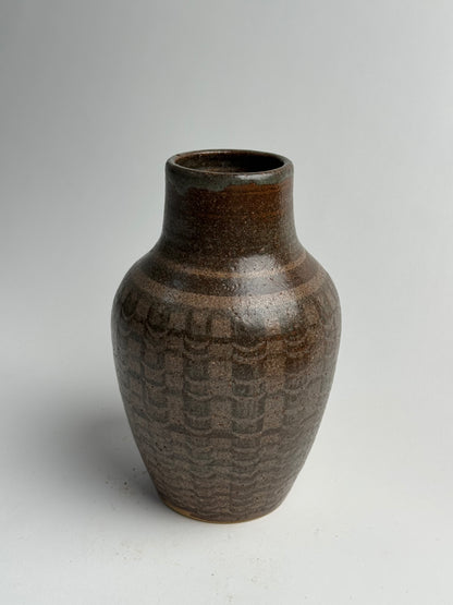 Vintage Deep Brown Tapered Vase