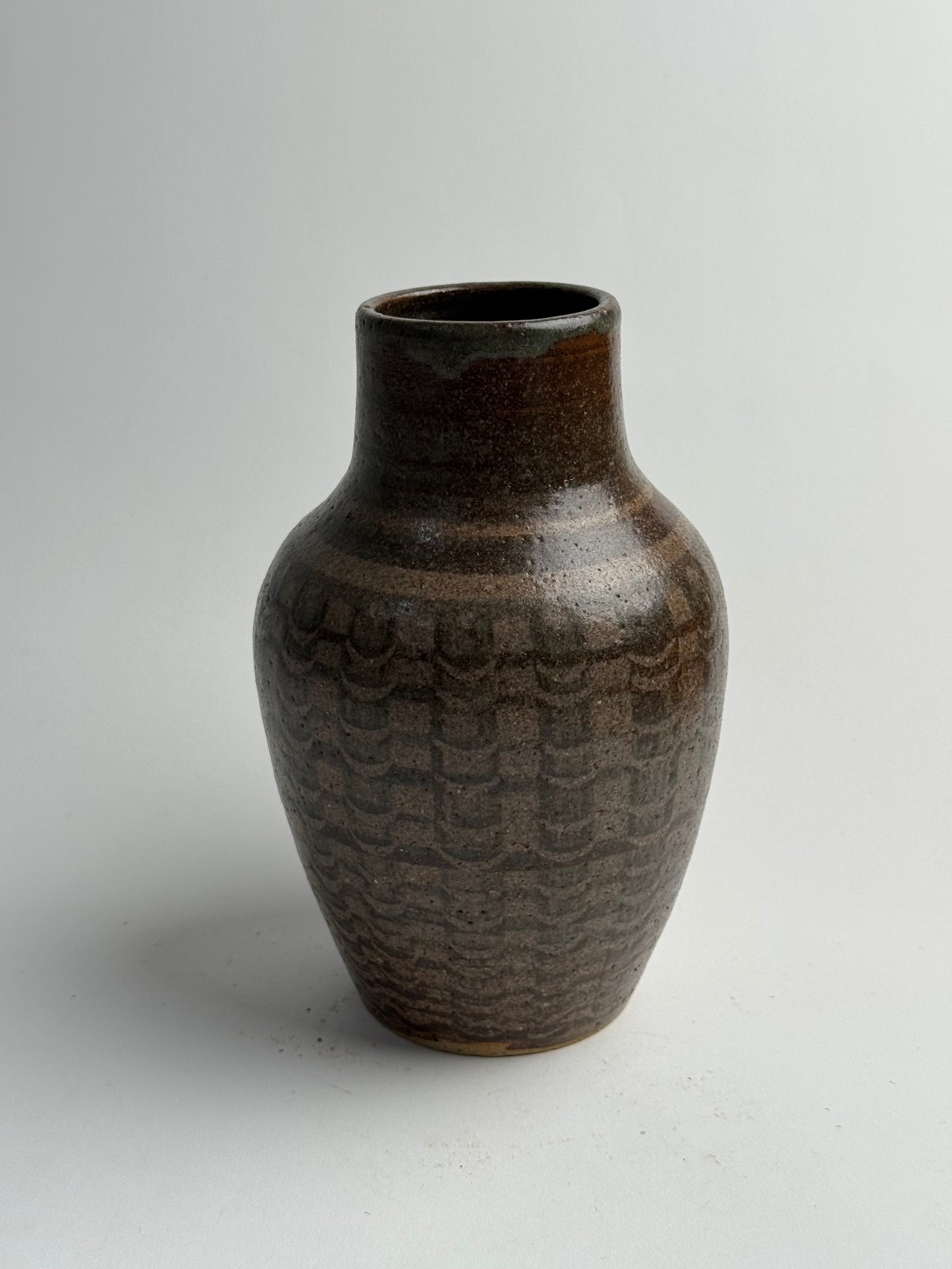 Vintage Deep Brown Tapered Vase