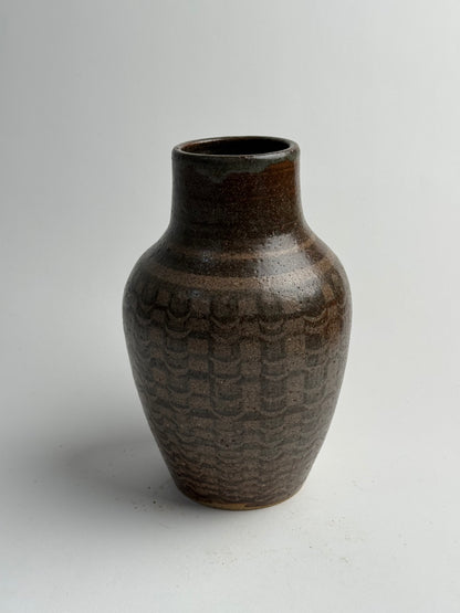 Vintage Deep Brown Tapered Vase