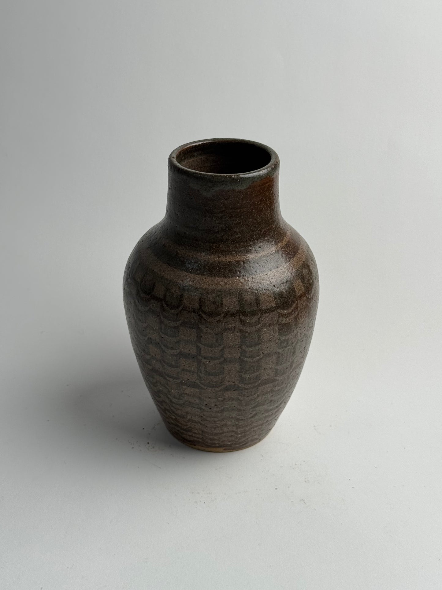 Vintage Deep Brown Tapered Vase