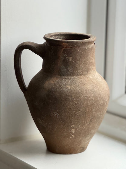 Vintage Earthy Brown Handled Vessel
