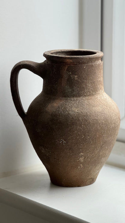 Vintage Earthy Brown Handled Vessel