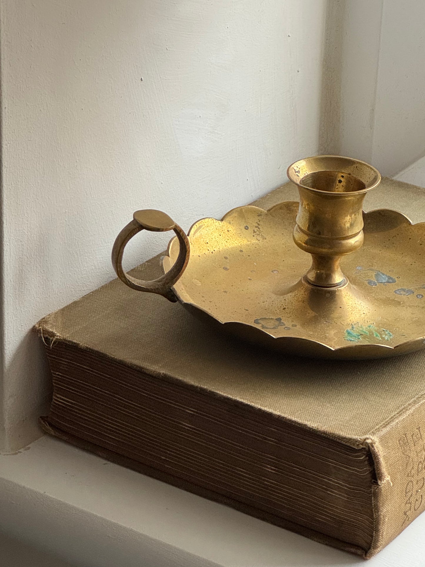 Vintage Brass Scalloped Candle Holder