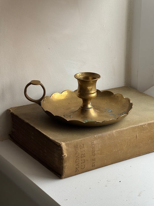 Vintage Brass Scalloped Candle Holder