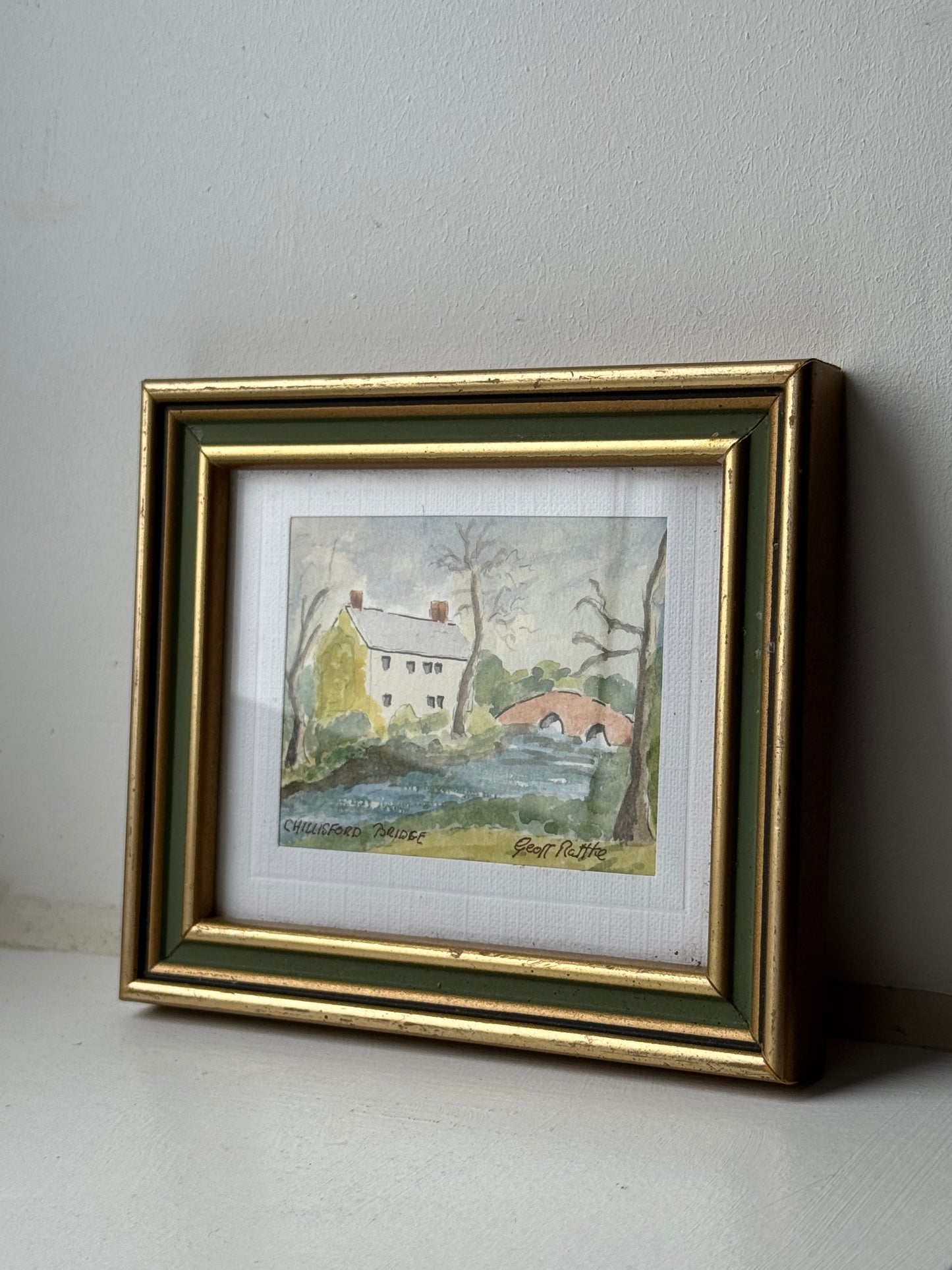 Small Gold & Green Framed Vintage Art