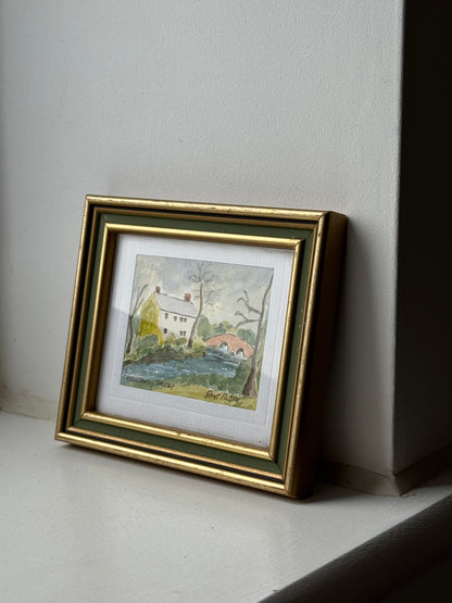 Small Gold & Green Framed Vintage Art