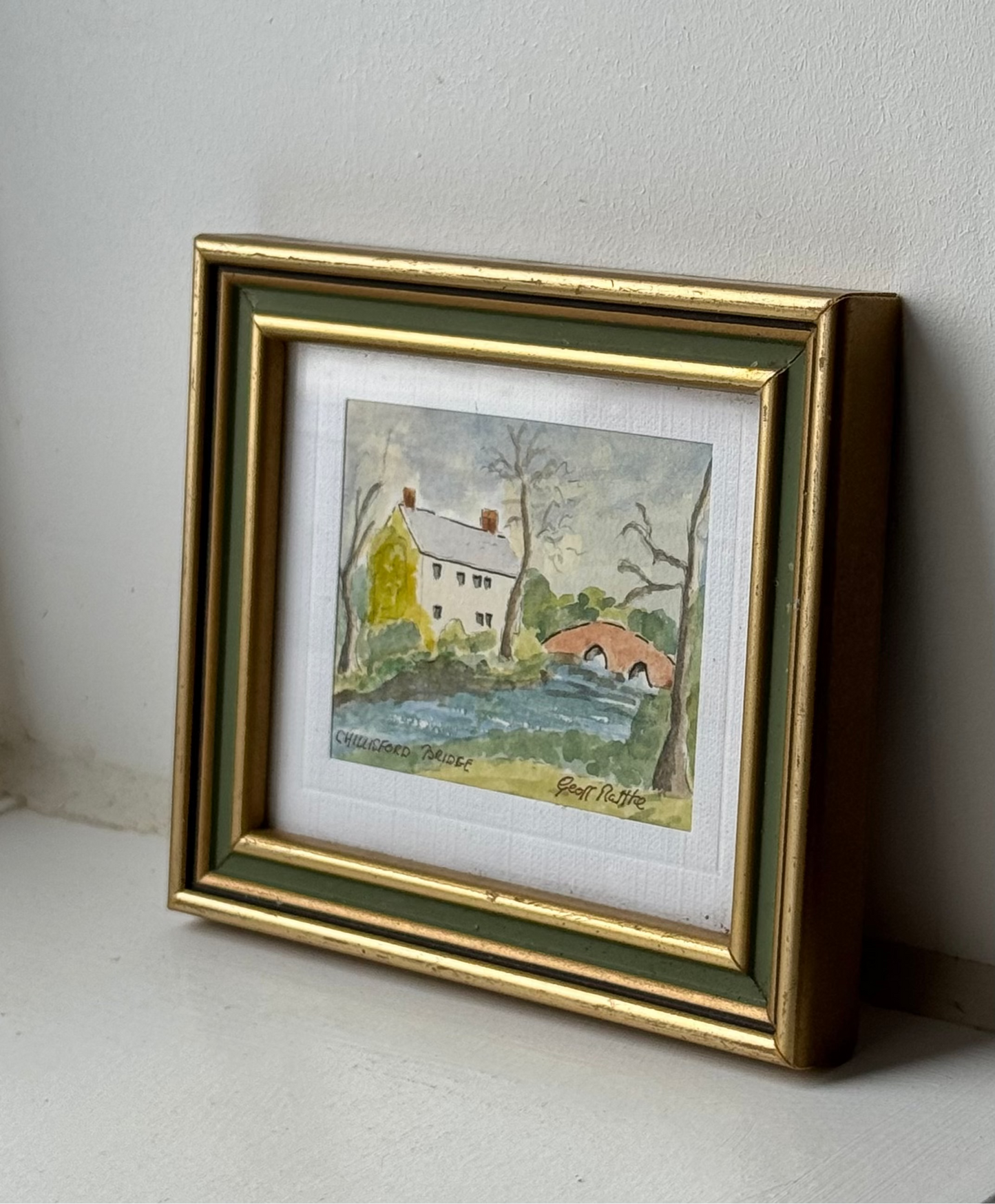 Small Gold & Green Framed Vintage Art