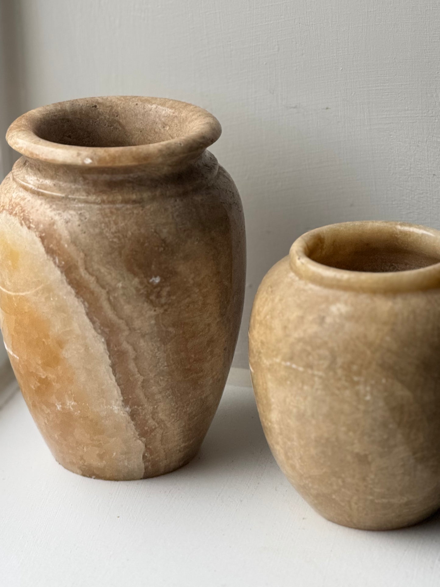 Medium Beige Solid Marble Vase