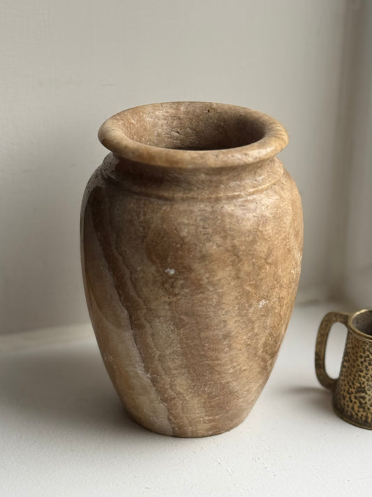 Medium Beige Solid Marble Vase