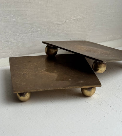 Vintage Brass Square Footed Plates