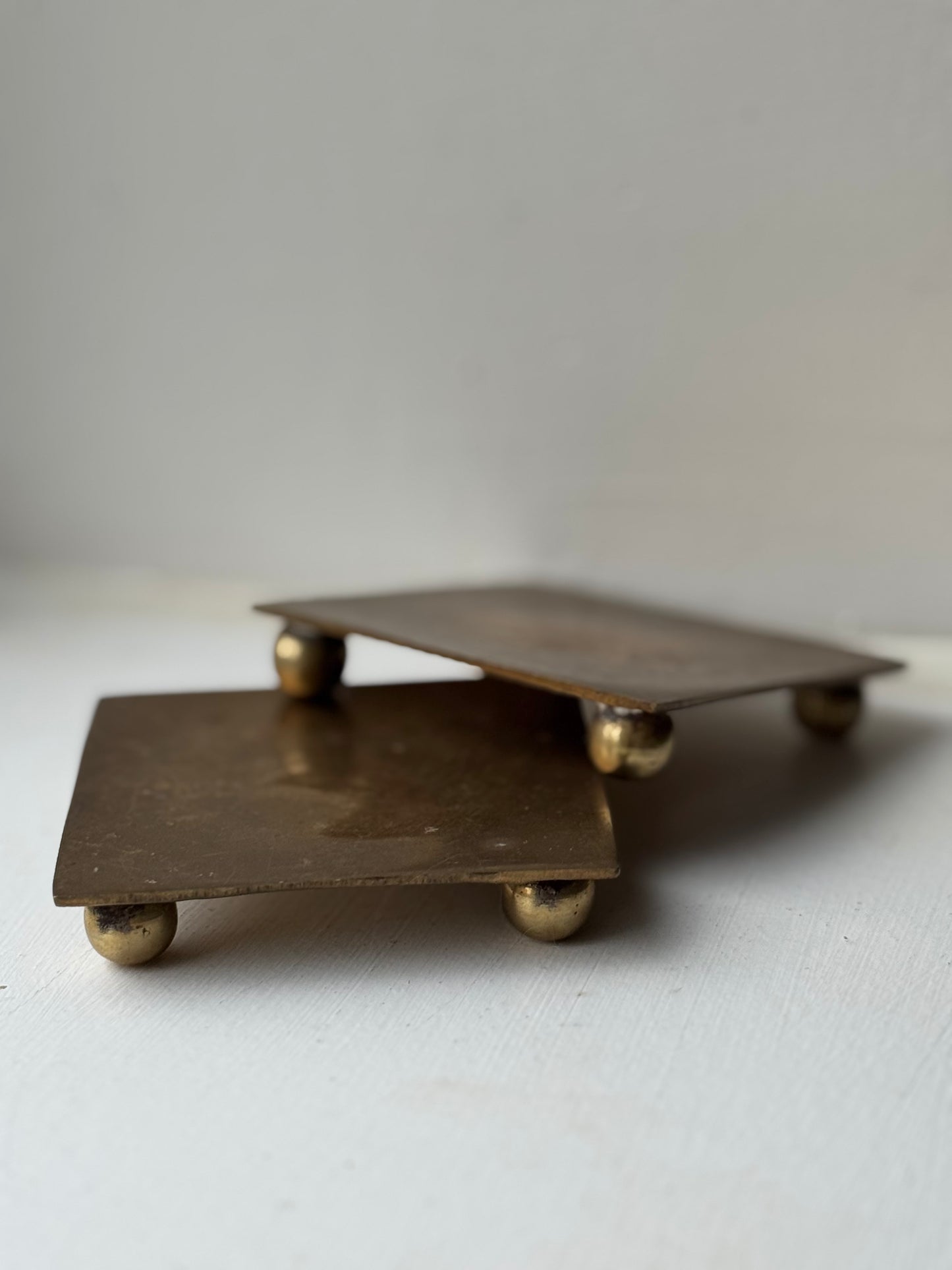 Vintage Brass Square Footed Plates