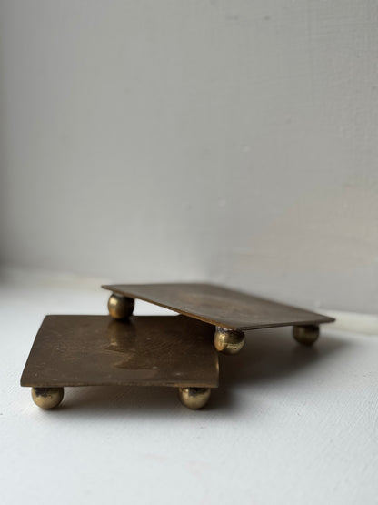 Vintage Brass Square Footed Plates