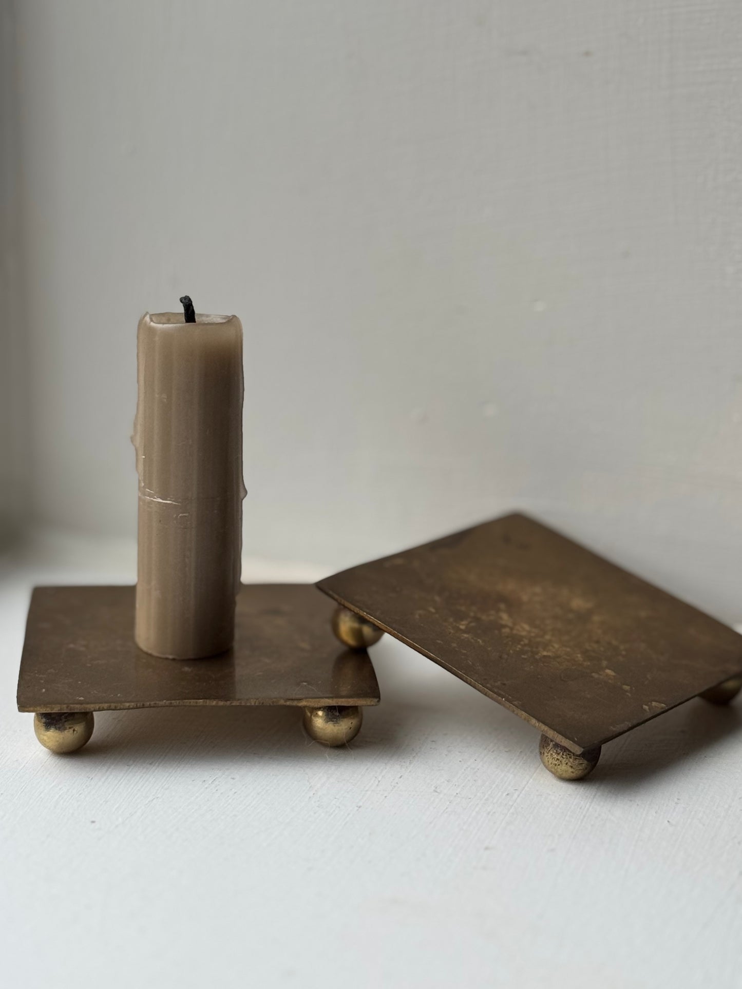 Vintage Brass Square Footed Plates