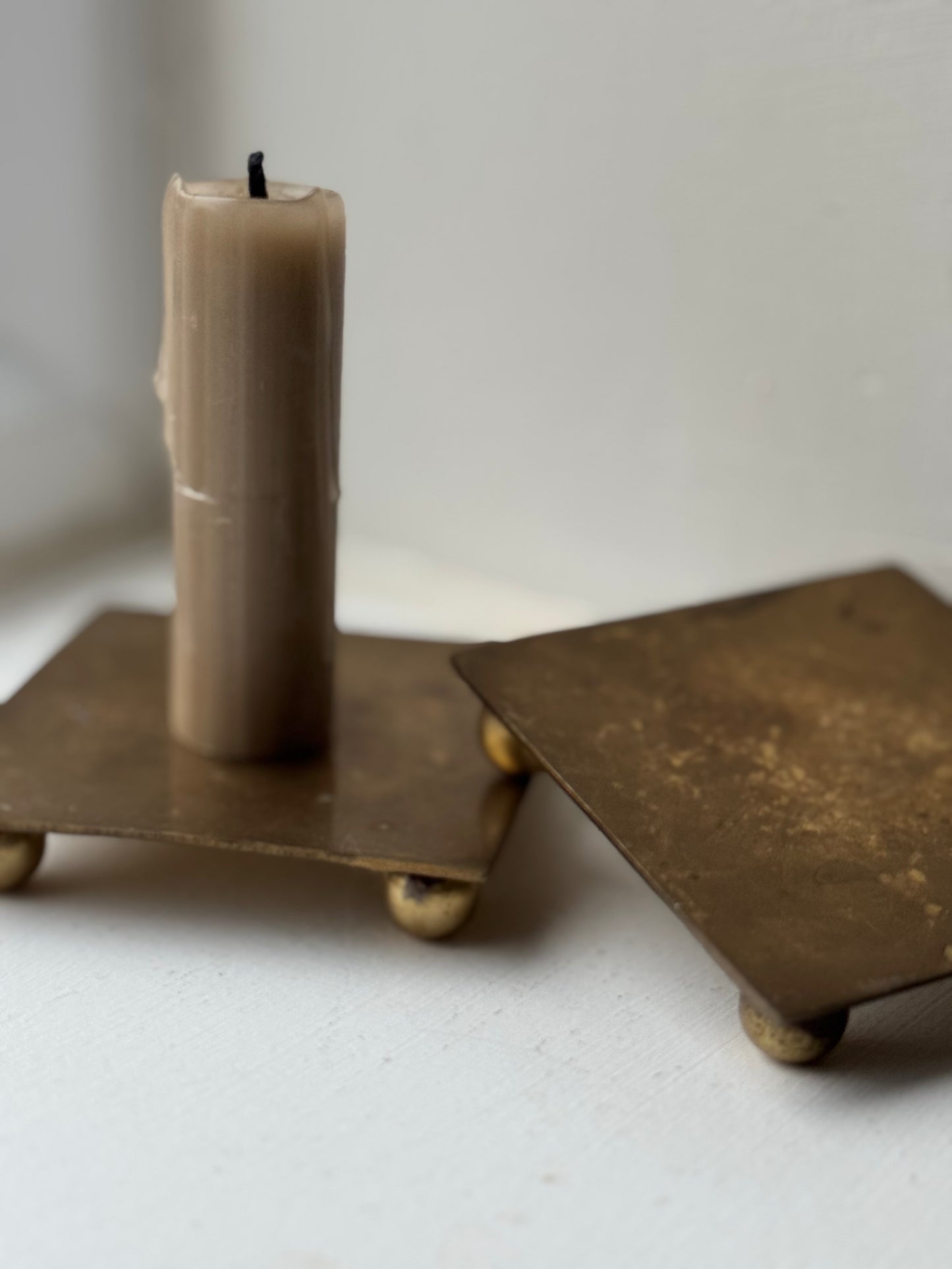 Vintage Brass Square Footed Plates