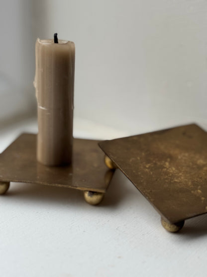 Vintage Brass Square Footed Plates
