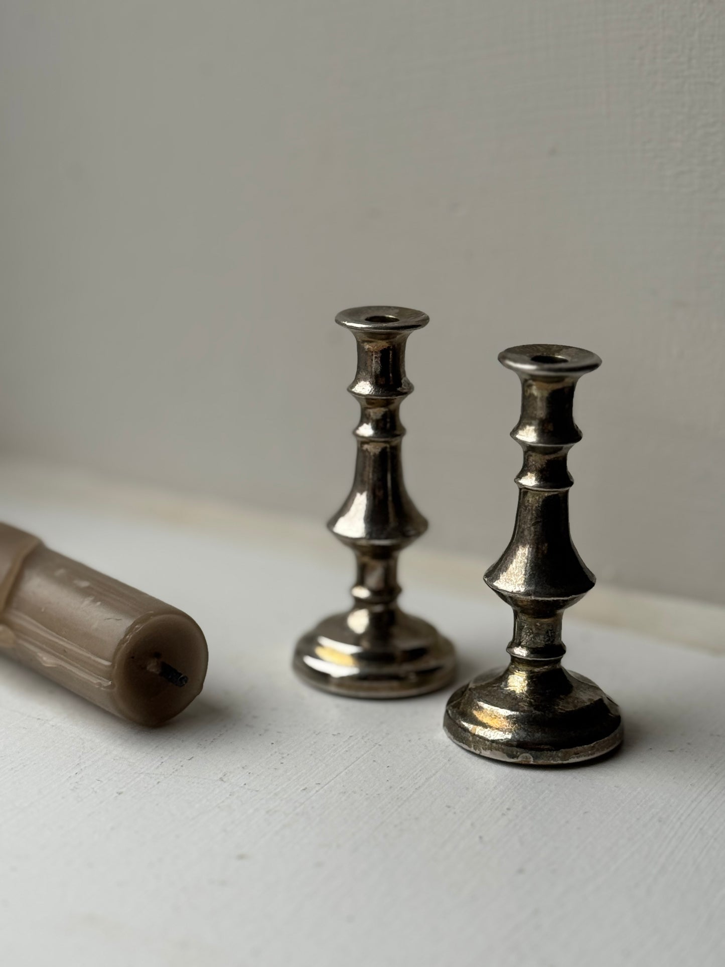 Pair of Petite Metal Candle Holders