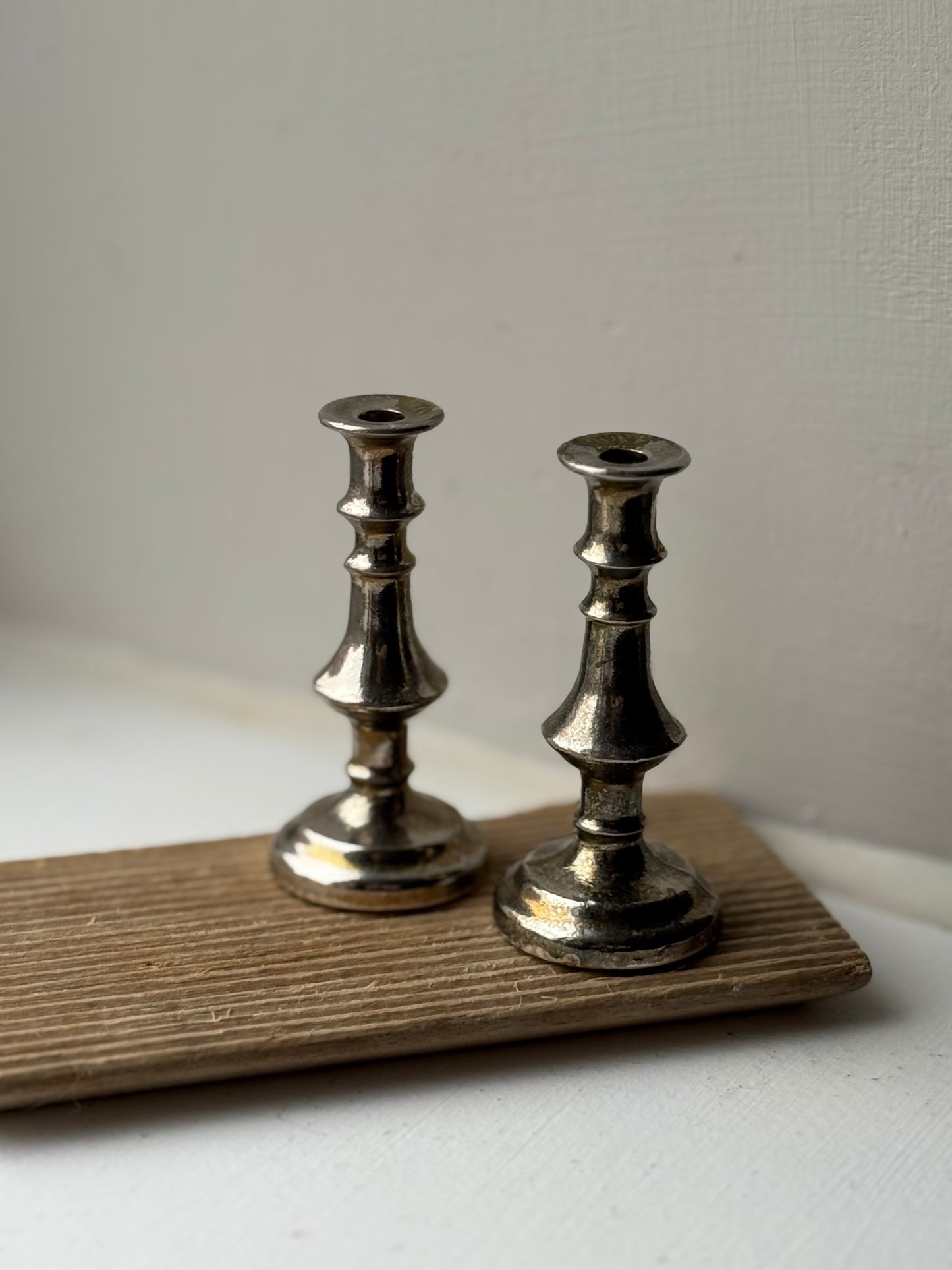 Pair of Petite Metal Candle Holders