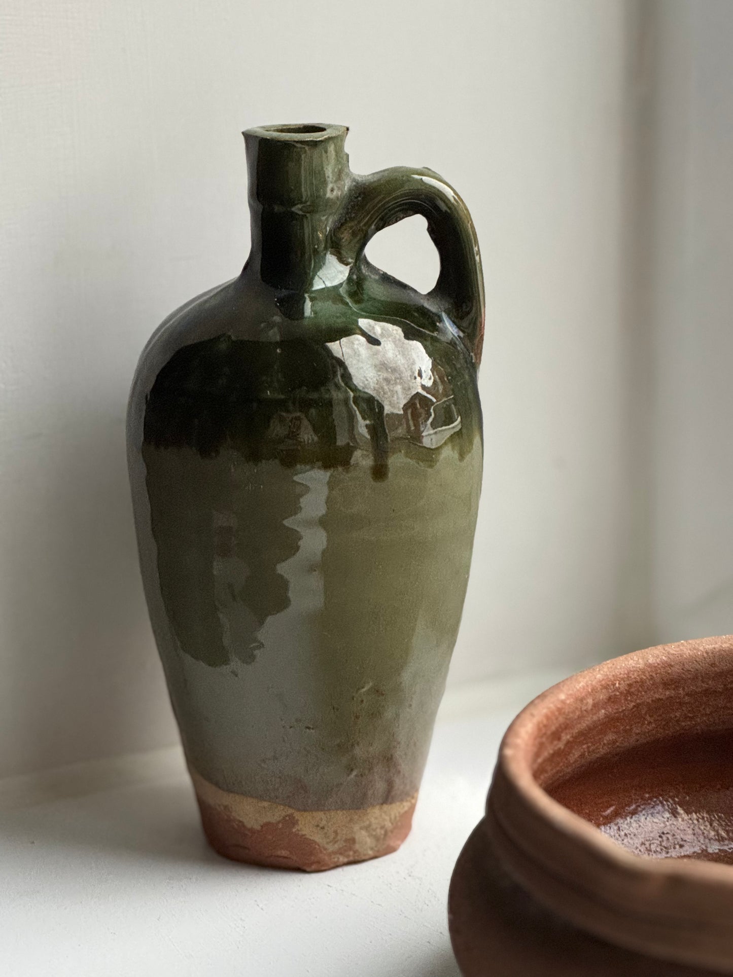 Green Vintage Glazed Pitcher