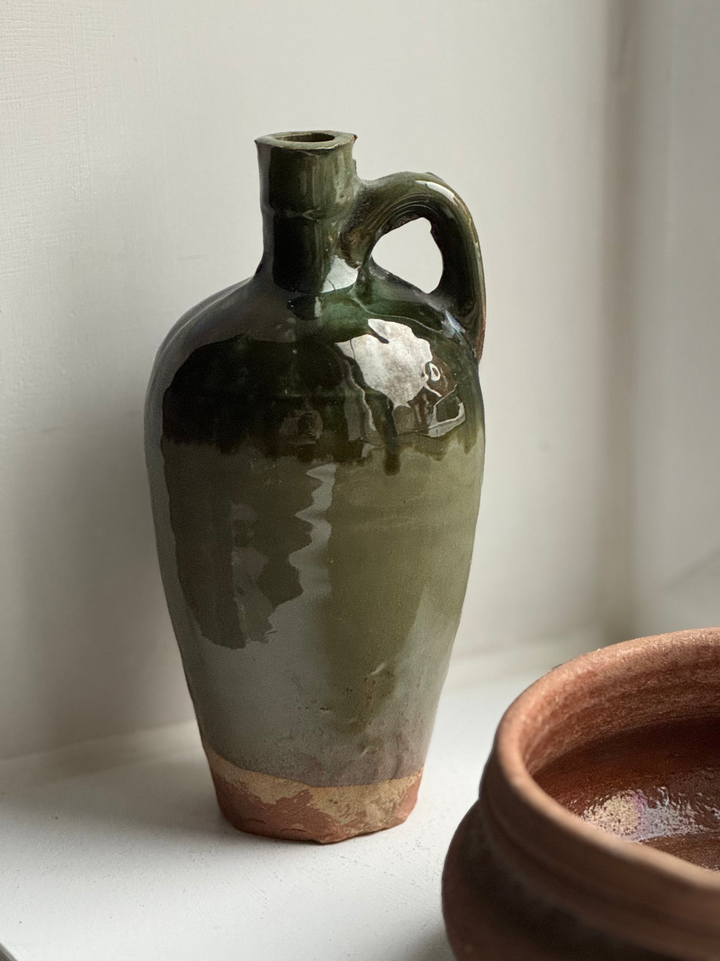 Green Vintage Glazed Pitcher