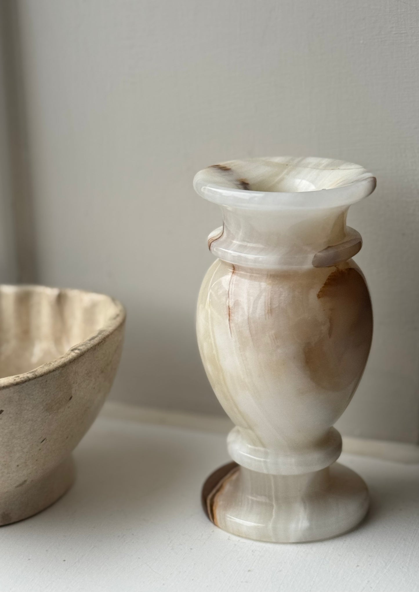 Large Vintage Onyx Candle Holder