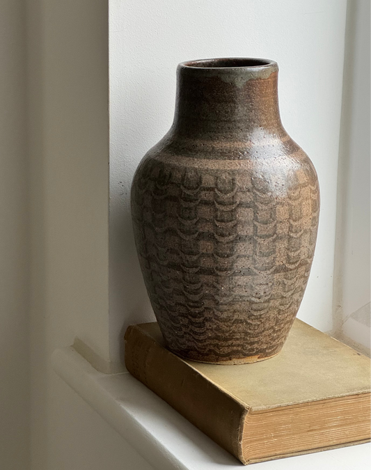 Vintage Deep Brown Tapered Vase