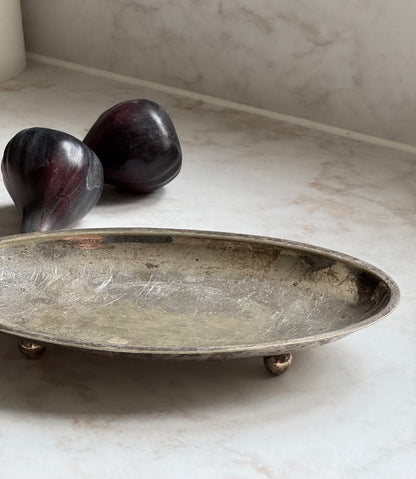 Vintage Silver Decorative Footed Tray