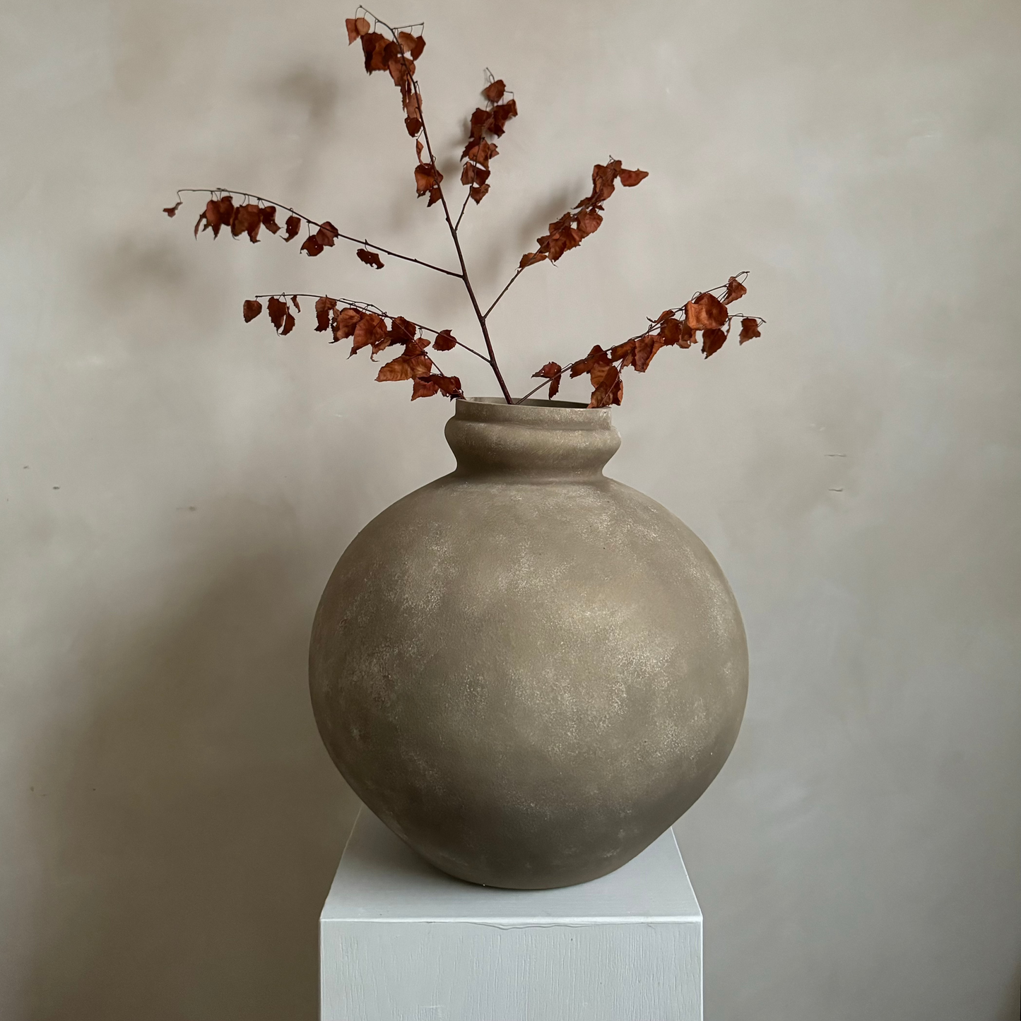 EARTH  |  Earthy brown large rounded rustic vase/vessel