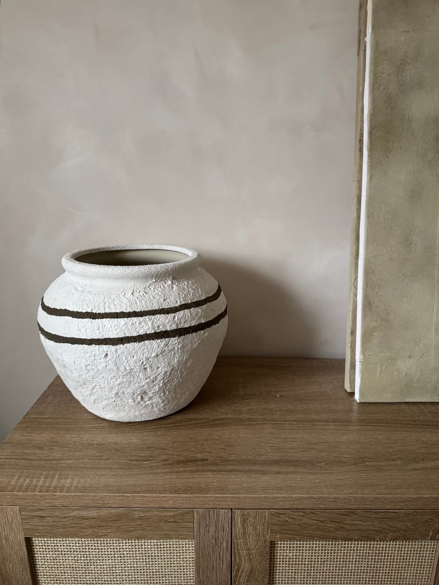 CLOUD  |  large round textured line detail white urn