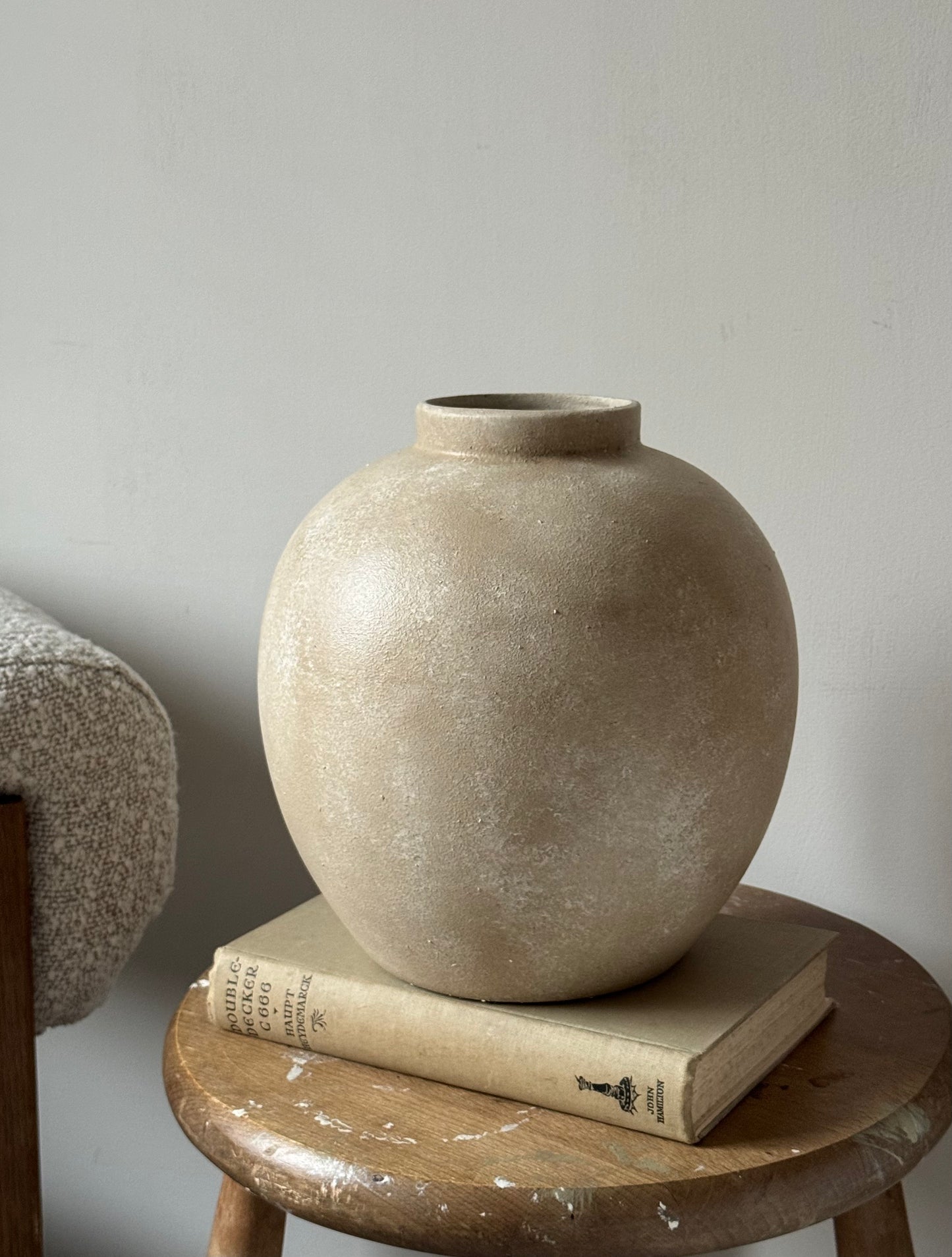 Up-Cycled | Large Rounded Beige Patina Vase