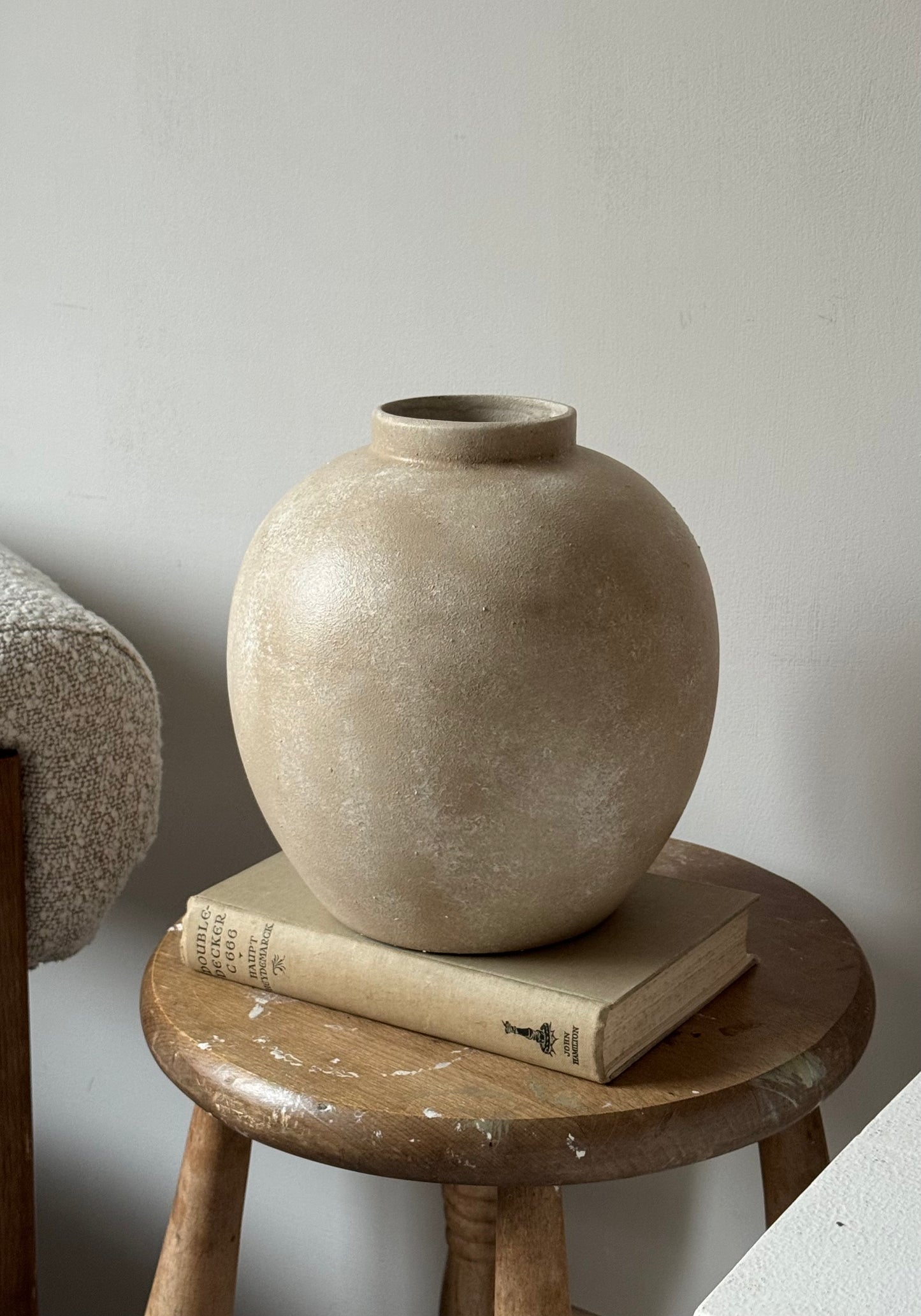 Up-Cycled | Large Rounded Beige Patina Vase