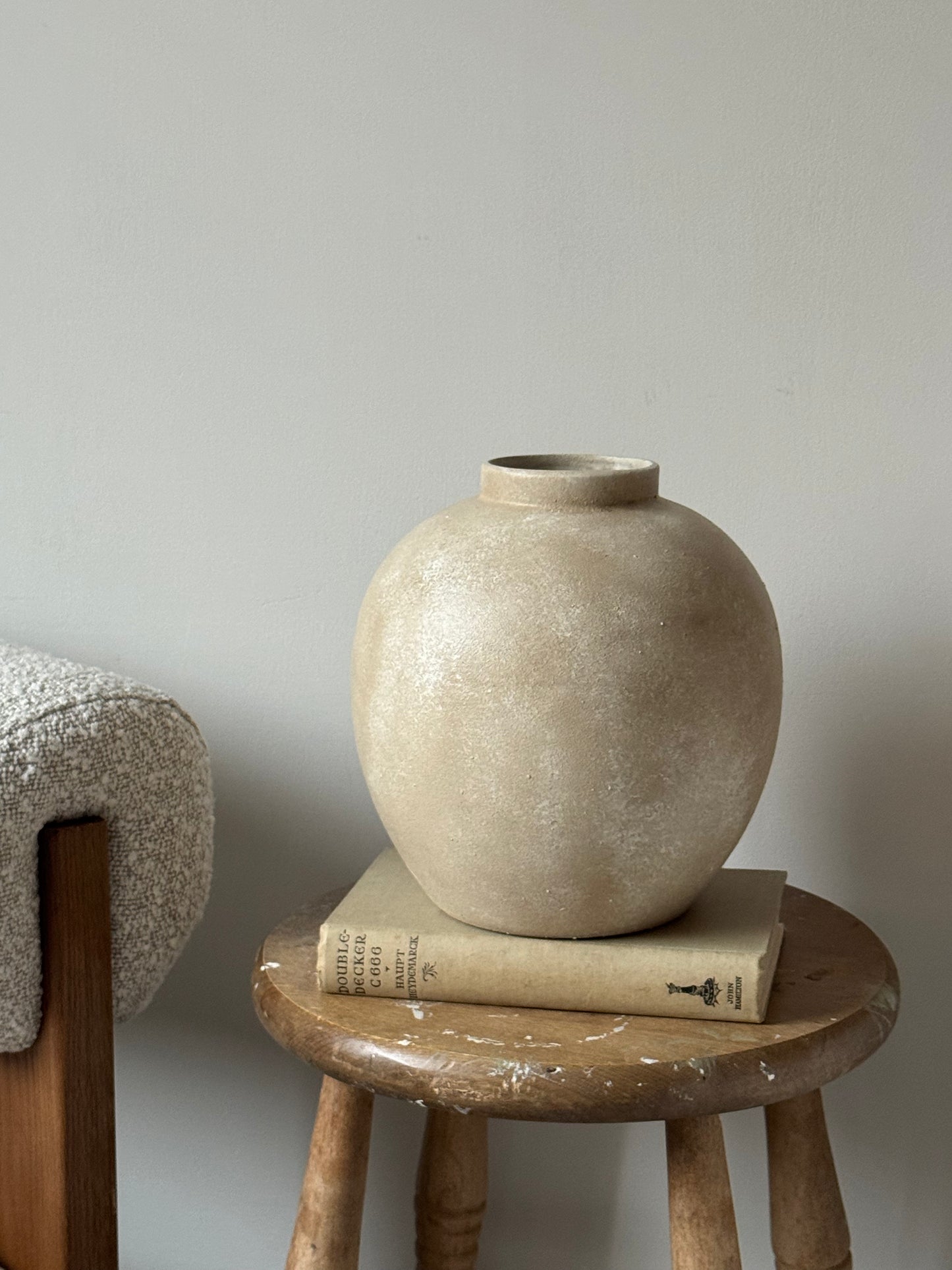 Up-Cycled | Large Rounded Beige Patina Vase