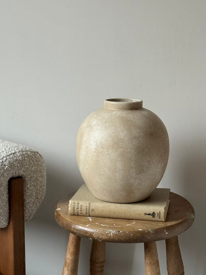 Up-Cycled | Large Rounded Beige Patina Vase