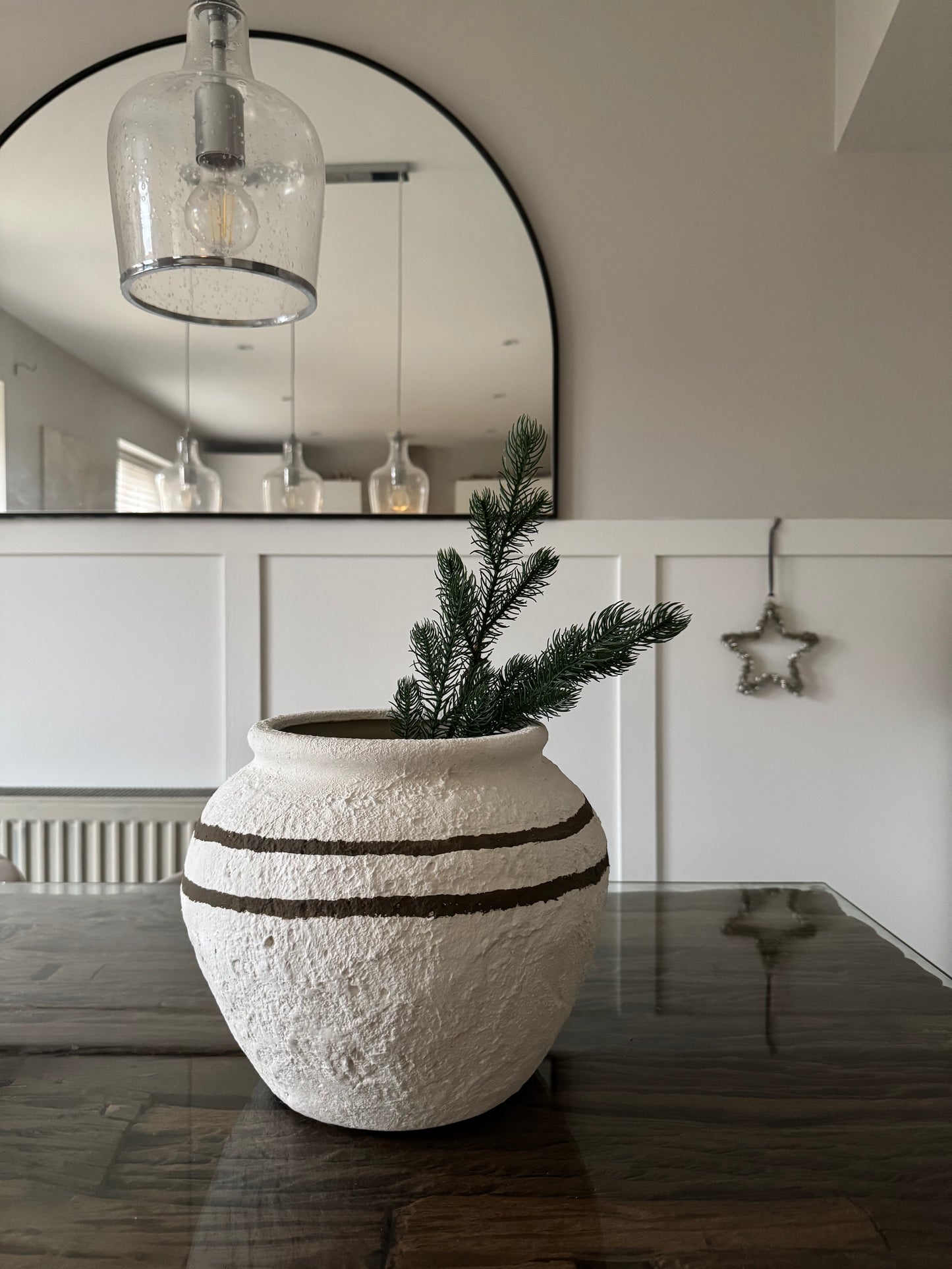 CLOUD  |  large round textured line detail white urn