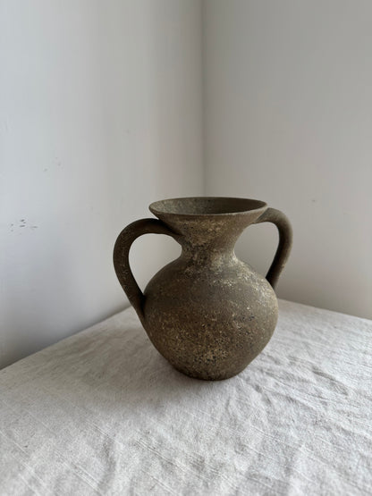Up-cycled  | earthy brown small double handled vase