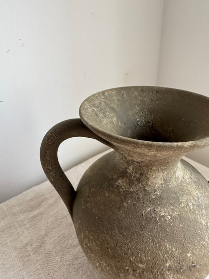 Up-cycled  | earthy brown small double handled vase